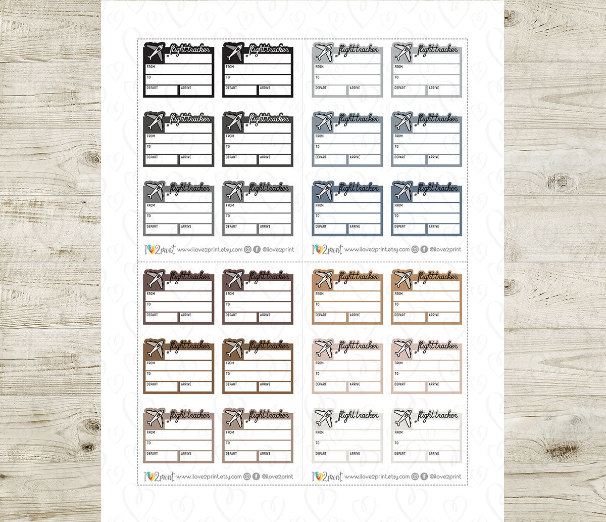 Flight Tracker Labels Printable Stickers | 24 Pastel Neutral Colors