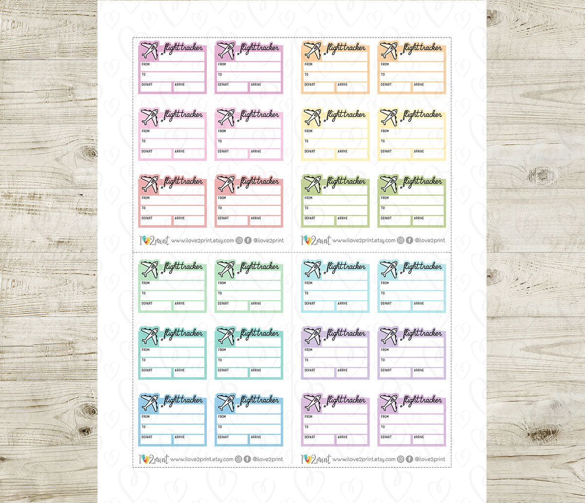 Flight Tracker Labels Printable Stickers | 24 Pastel Neutral Colors