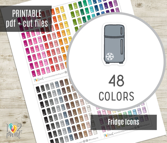 Fridge Icon Stickers - Functional Printable Stickers - PDF & Cut Files