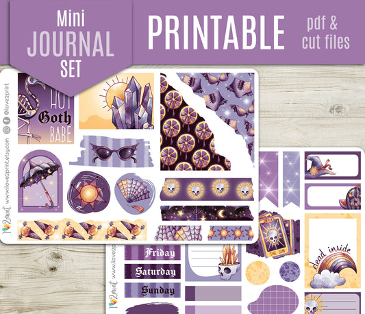 Summer Goth Journal Stickers - Printable Instant Download