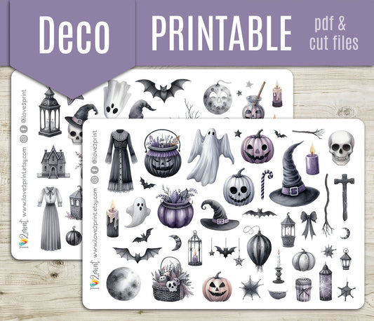 Gothic Halloween – Printable Stickers – PDF & Cut Files