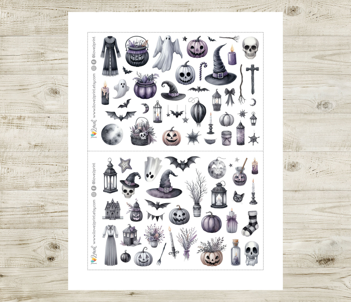 Gothic Halloween – Printable Stickers – PDF & Cut Files