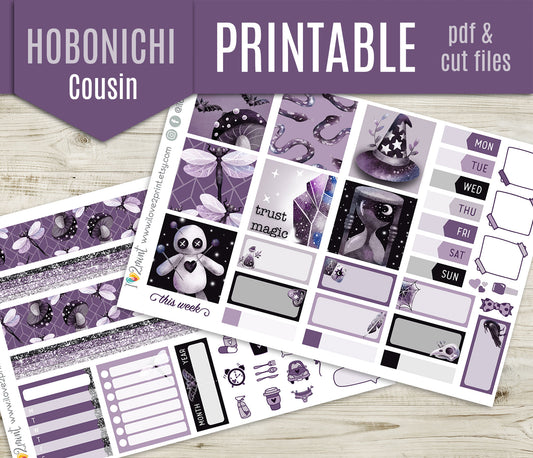 Gothic Life Stickers - Hobonichi Cousin - Printable Instant Download