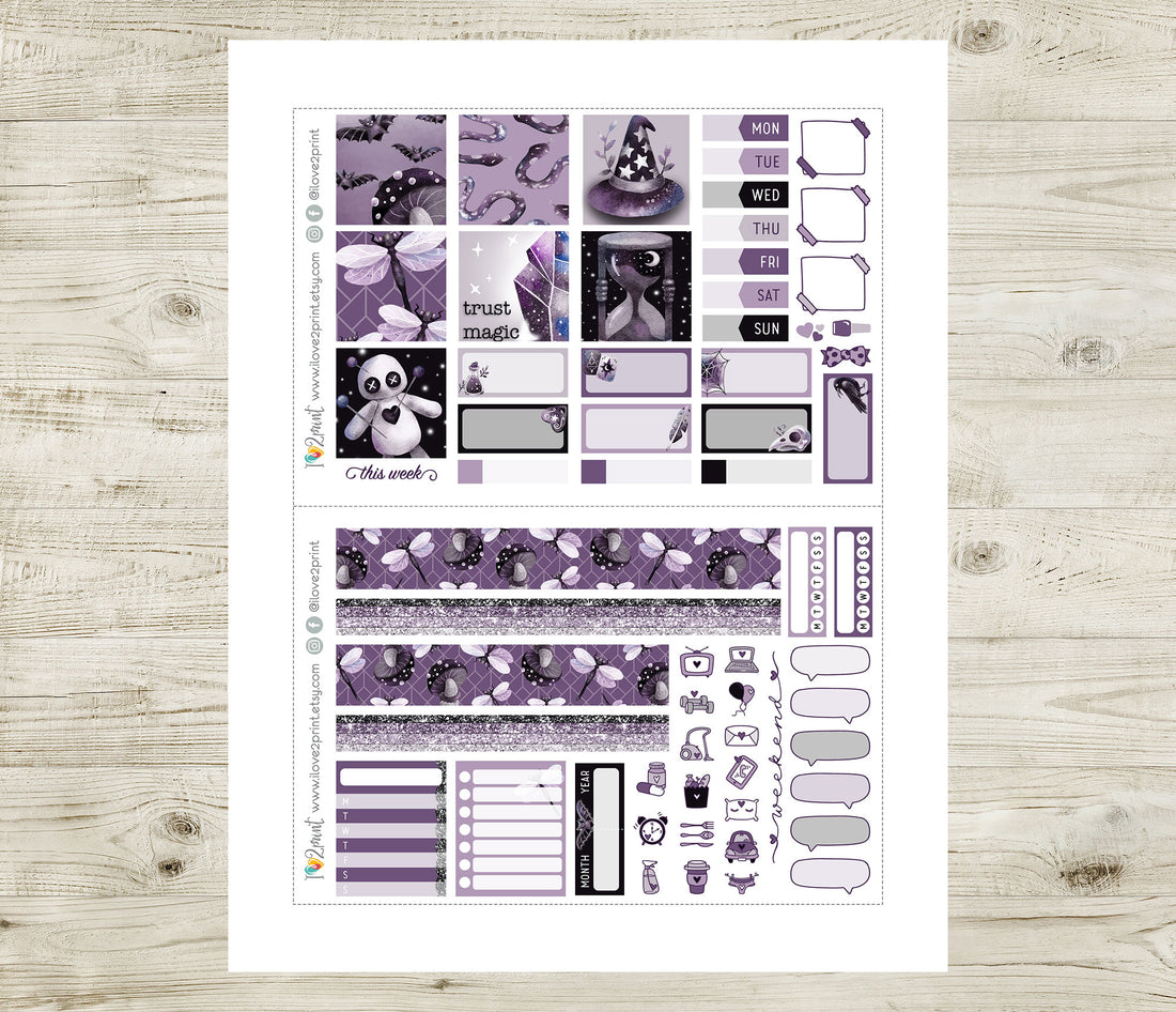 Gothic Life Stickers - Hobonichi Cousin - Printable PDF & Cut Files ...