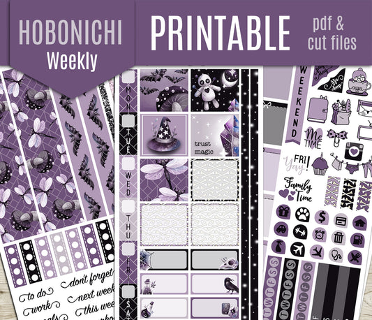 Gothic Life Stickers - Hobonichi Weeks - Printable PDF & Cut Files