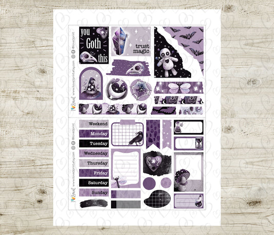 Gothic Life Journal Stickers - Printable Instant Download