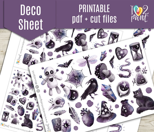 Gothic Life Decorative Stickers - Printable PDF & Cut Files
