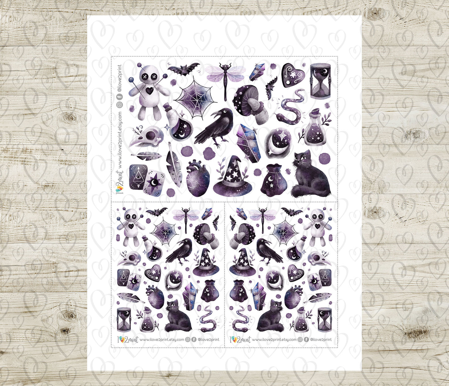 Gothic Life Decorative Stickers - Printable PDF & Cut Files
