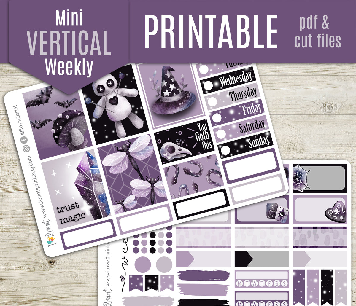 Gothic Life Mini Weekly Stickers - Printable PDF & Cut Files – Ilove2Print