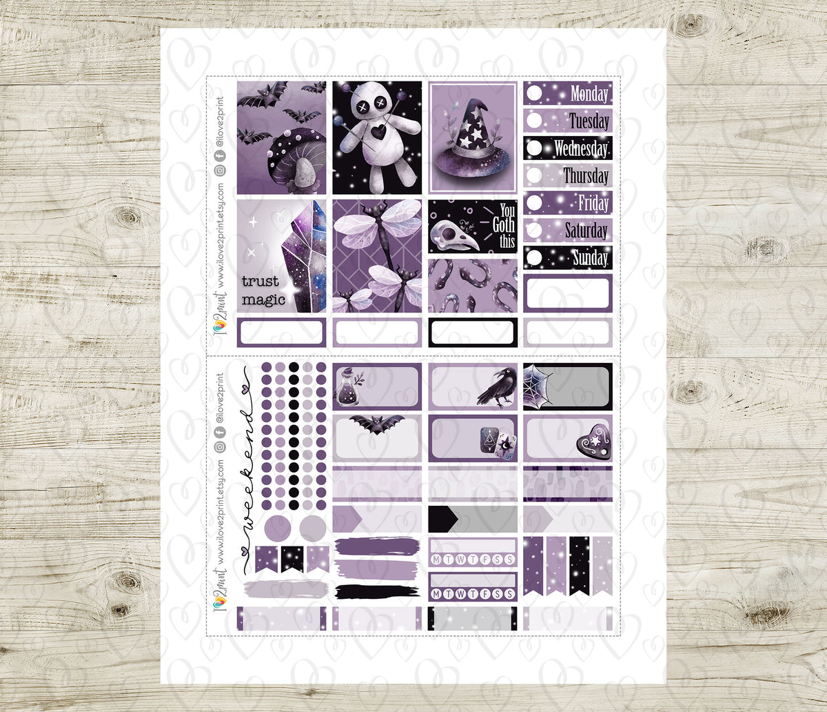 Gothic Life Mini Weekly Stickers - Printable PDF & Cut Files – Ilove2Print