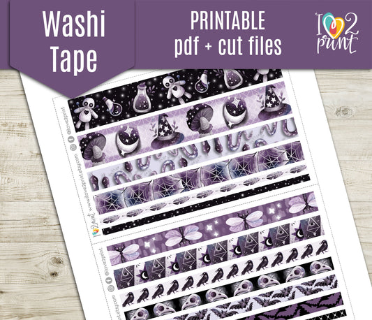 Gothic Life Washi Tape Stickers - Printable PDF & Cut Files
