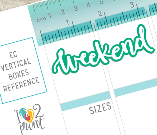 Handlettered Weekend Colored Background Printable Stickers | Bold Blocks | PDF Cut Files