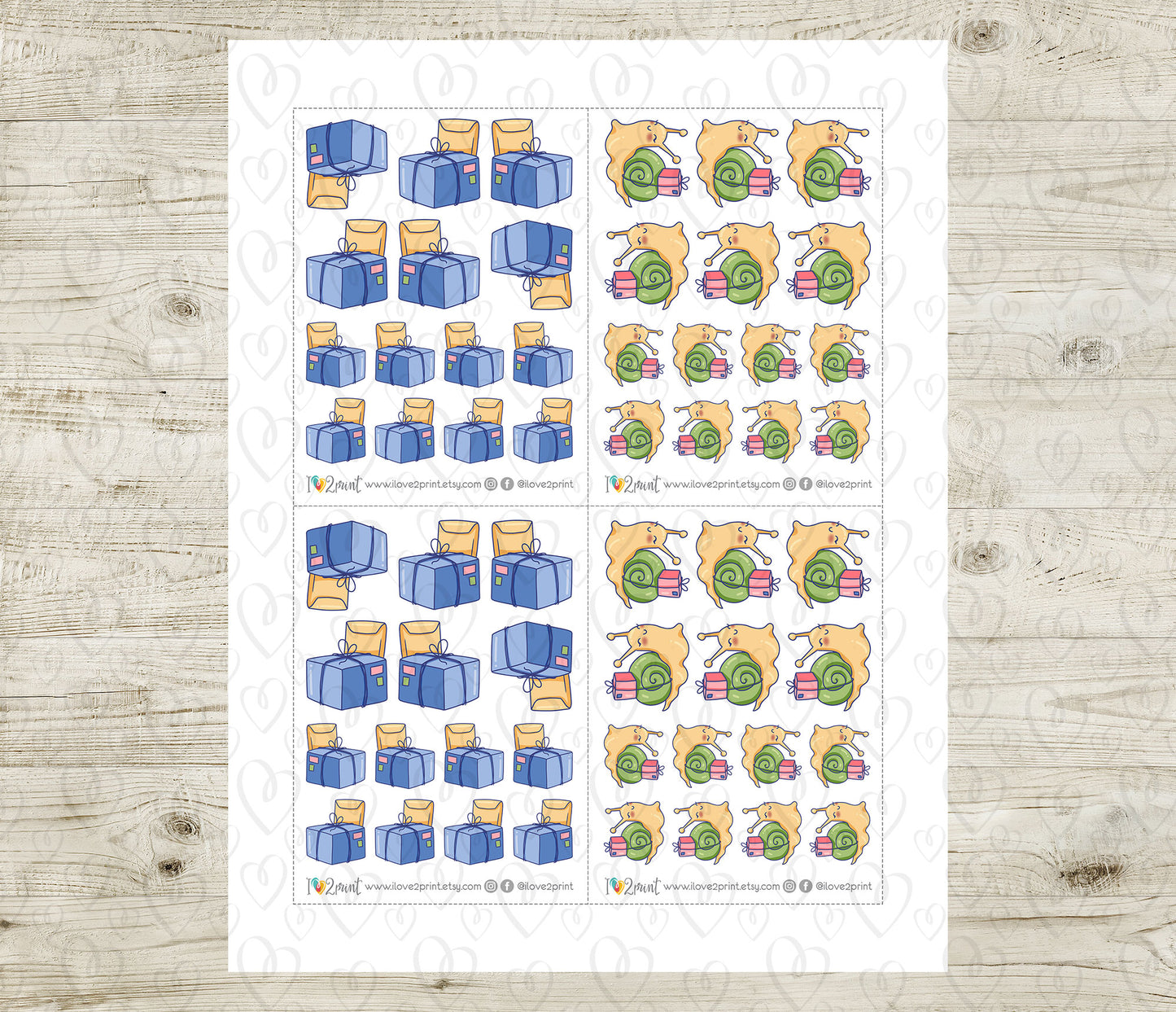 Elena Happy Mail II - COLOR Printable Planner Sticker - PDF & Cut Files