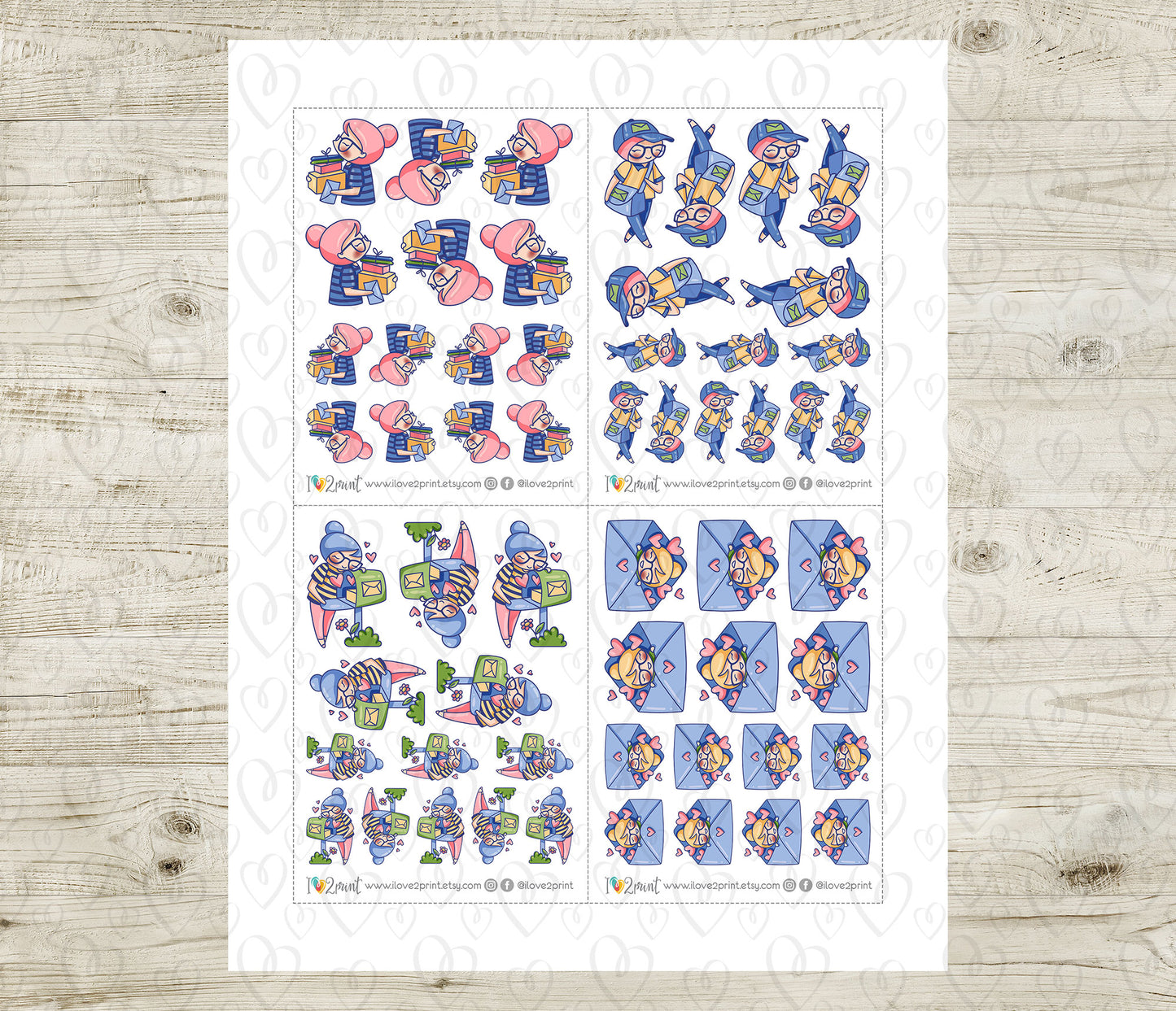 Elena Happy Mail II - COLOR Printable Planner Sticker - PDF & Cut Files
