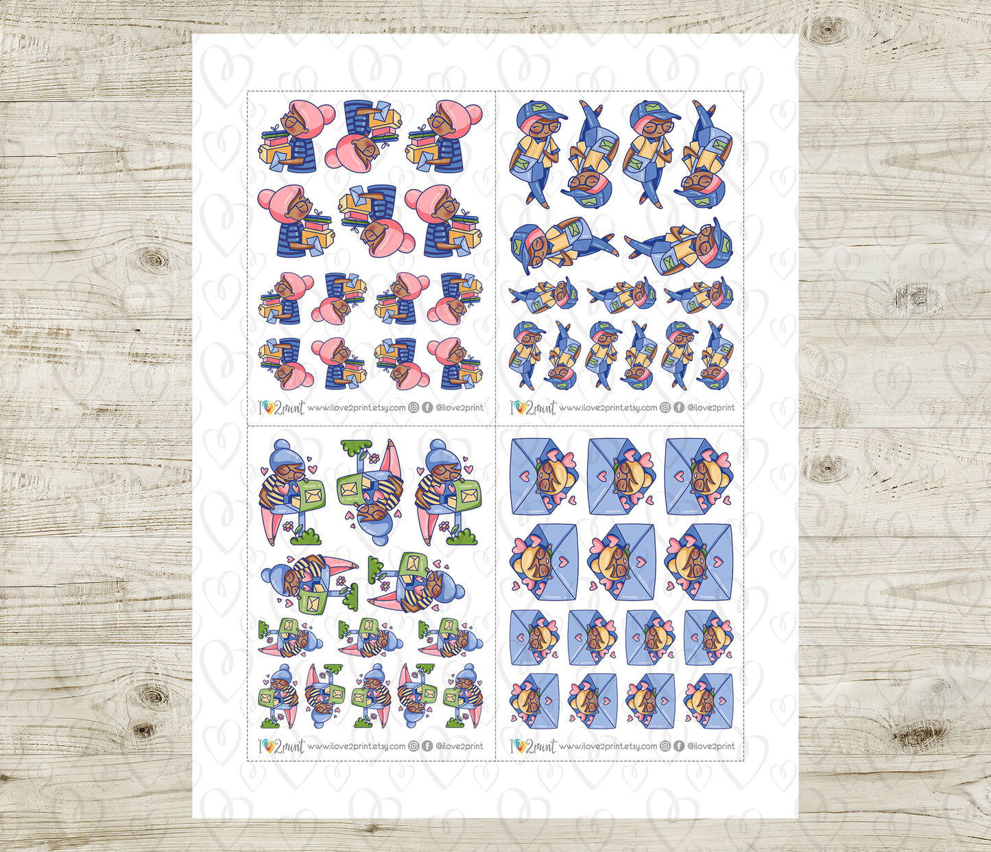 Elena Happy Mail II - COLOR Printable Planner Sticker - PDF & Cut Files