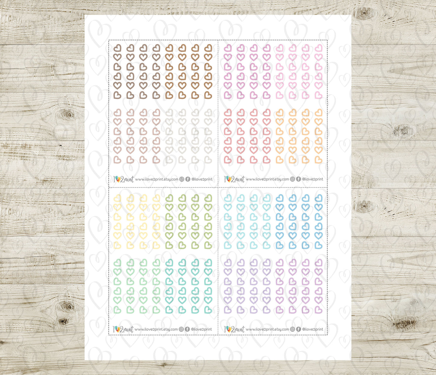 Heart Checklist Printable Planner Stickers – PDF & Cut Files