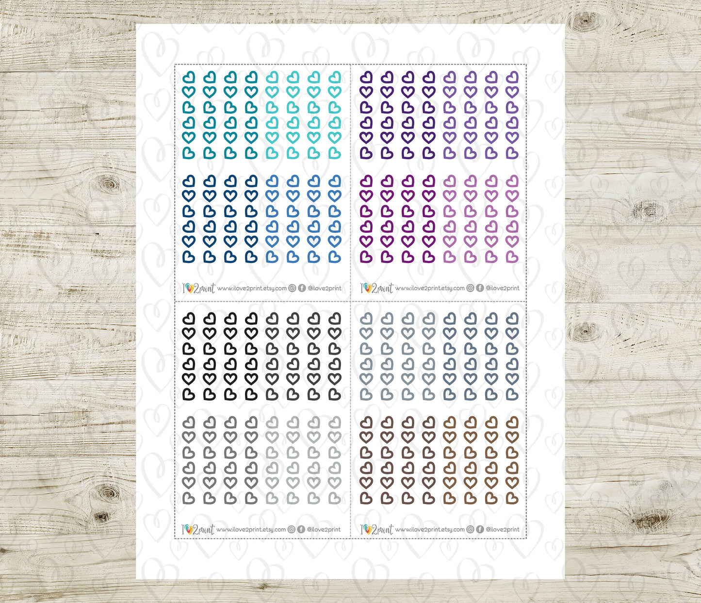 Heart Checklist Printable Planner Stickers – PDF & Cut Files