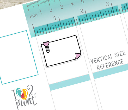 Heart Clip Sticky Note Printable Planner Stickers – Fun & Functional Set  – Instant Download