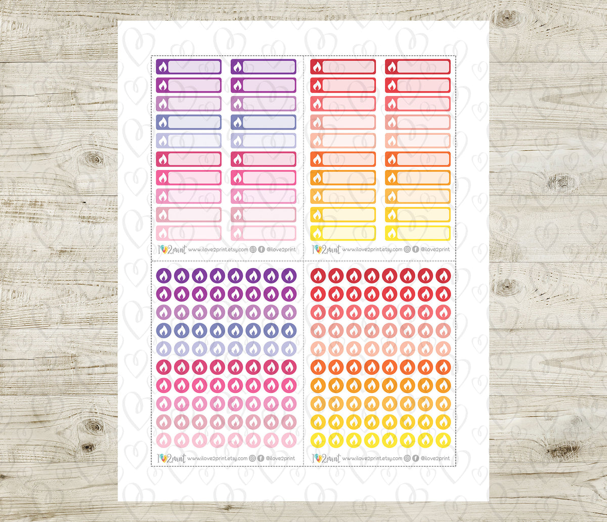Heating Form Sticker Heating Stickers – Flame Reminders – Printable Planner Stickers – PDF ...
