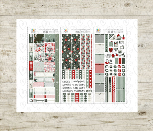 Holidays Flowers Hobonichi Weeks Weekly Kit | Christmas Planner Stickers | Printable & Cut Files