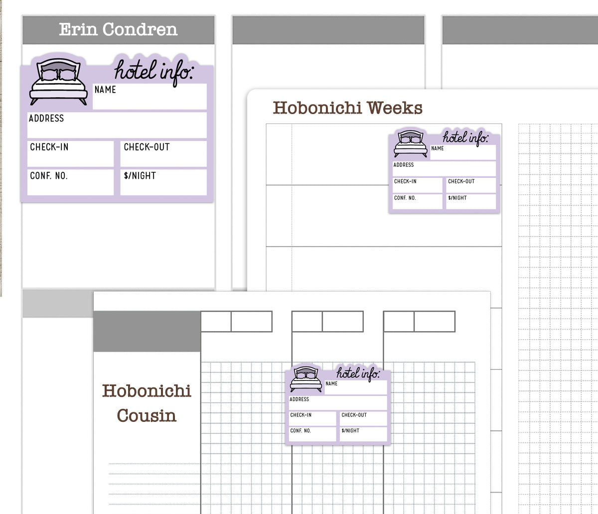 Hotel Info Printable Stickers | 24 Pastel Neutral Colors | Travel Planner