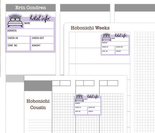Hotel Info Printable Stickers | 24 Pastel Neutral Colors | Travel Planner