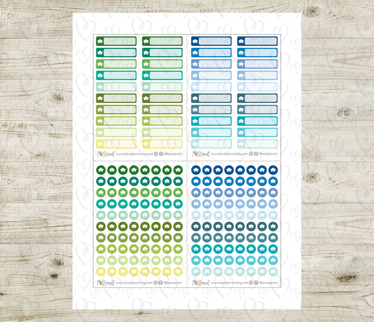 Home Stickers – House Reminders – Printable Planner Stickers – PDF & Cut Files