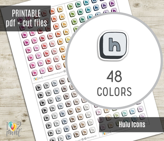 Hulu Icon Printable Planner Stickers | Streaming Tracker | PDF Cut Files | Instant Download