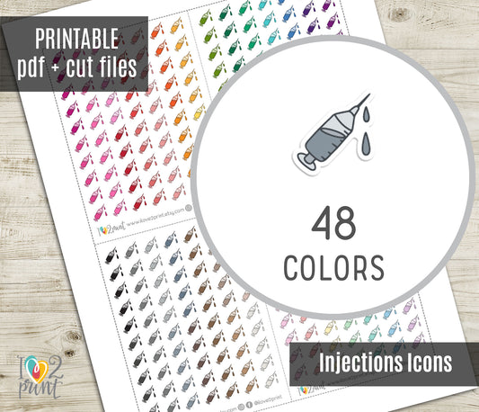 Injections Icons Stickers - Functional Printable Stickers - PDF & Cut Files