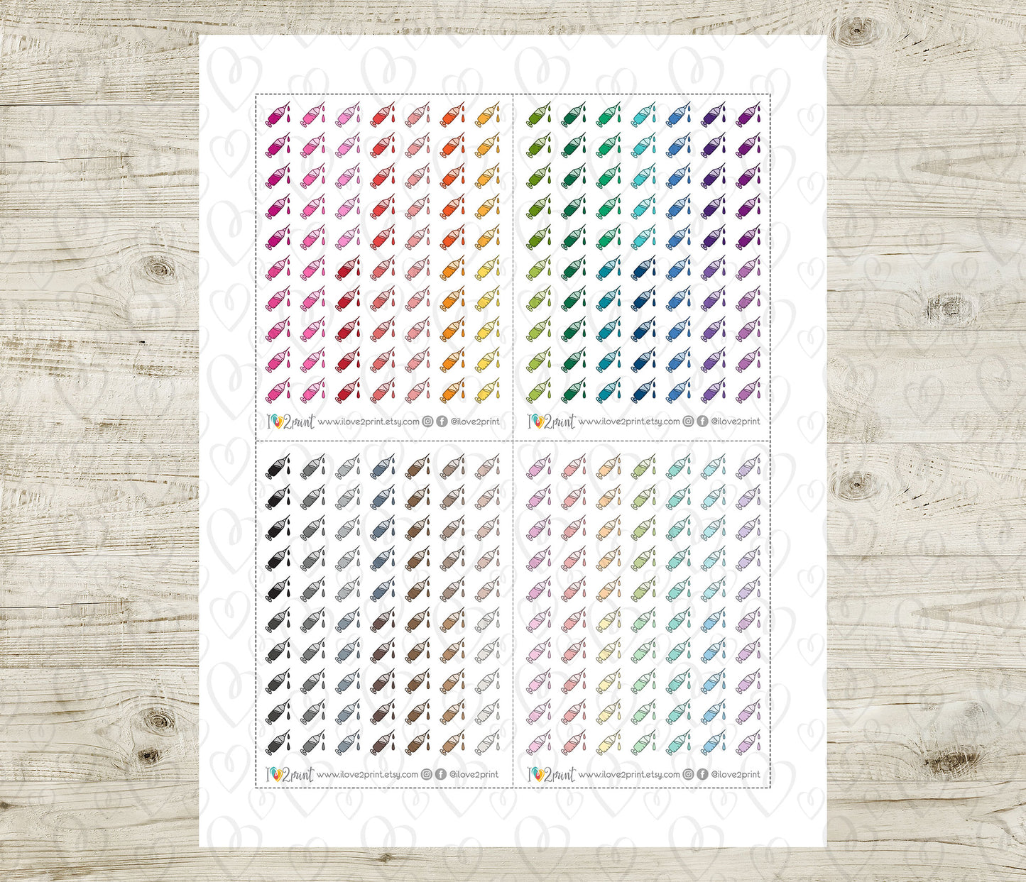 Injections Icons Stickers - Functional Printable Stickers - PDF & Cut Files