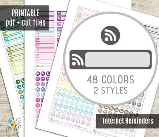 Internet Stickers – Wifi Reminders – Printable Planner Stickers – PDF & Cut Files