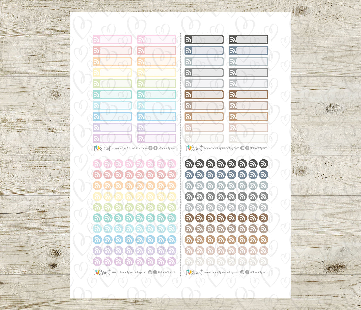 Internet Stickers – Wifi Reminders – Printable Planner Stickers – PDF & Cut Files