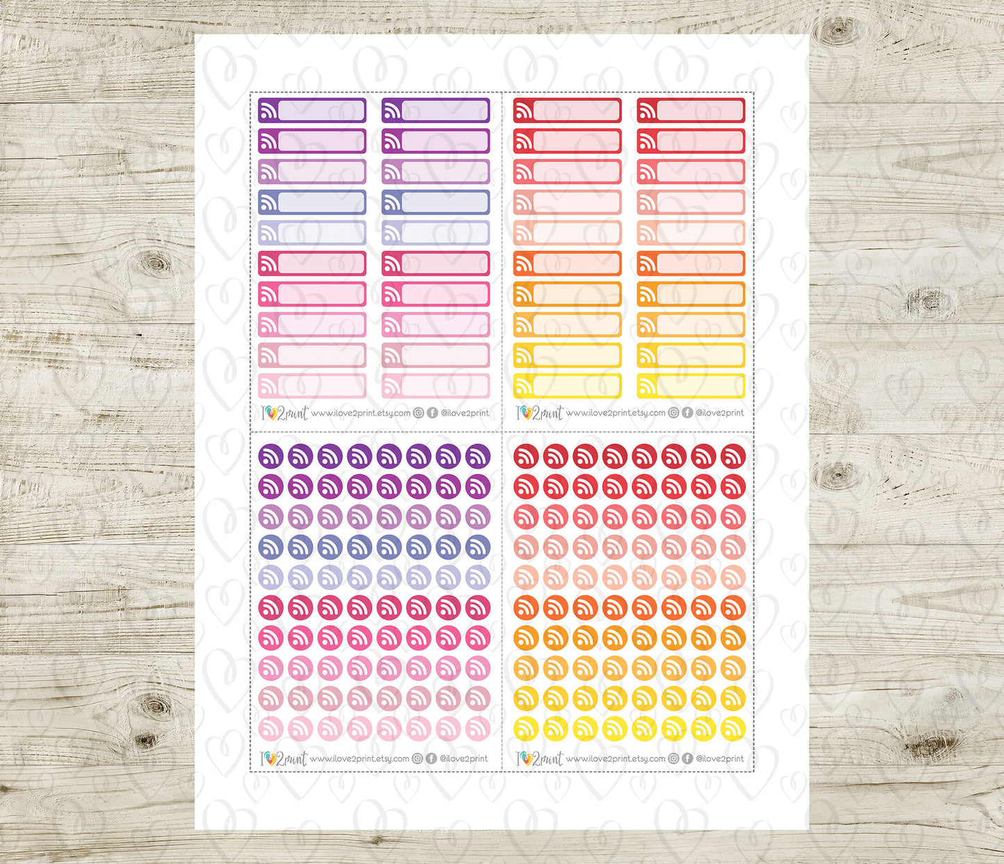 Internet Stickers – Wifi Reminders – Printable Planner Stickers – PDF & Cut Files