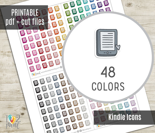 Kindle Book Icons Stickers - Functional Printable Stickers - Instant Download