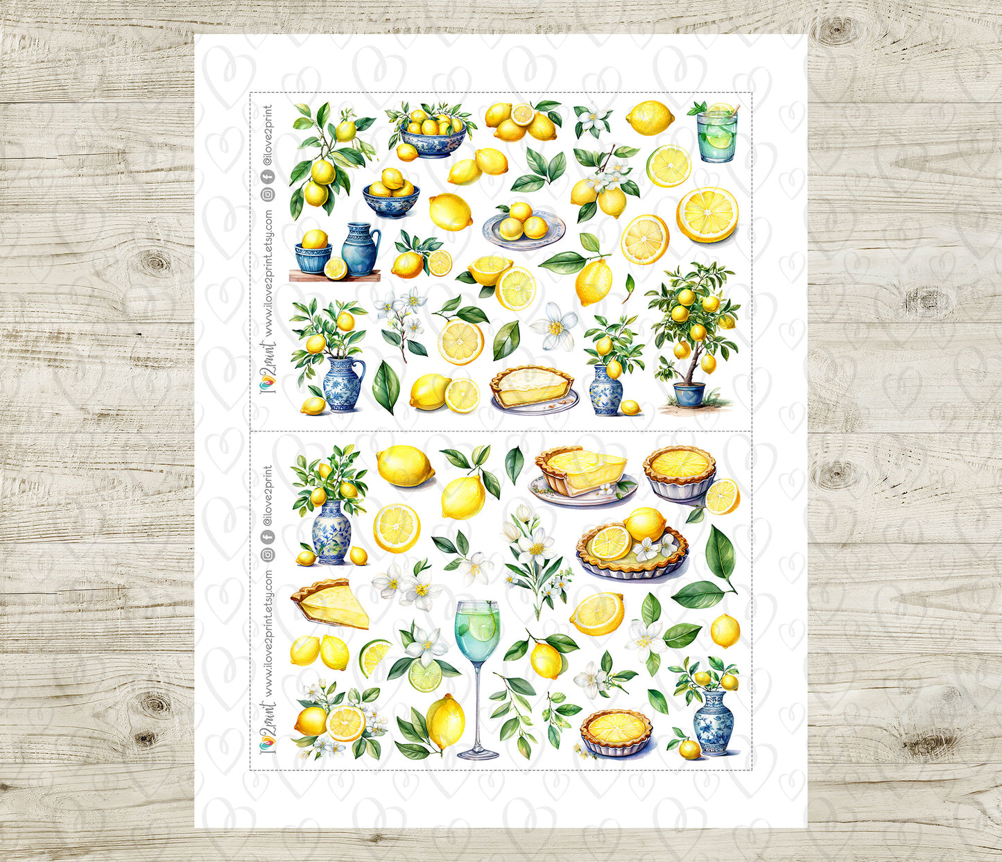 Lemon Pie Decorative Printable Planner Stickers | Citrus Bakery | PDF Cut Files | Instant Download