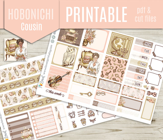 Light Academia Stickers - Hobonichi Cousin - Printable Instant Download
