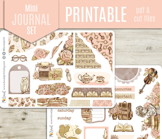 Light Academia Journal Stickers - Printable Instant Download