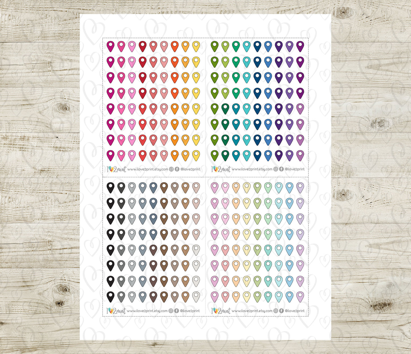 Location Icons Stickers - Functional Printable Stickers - PDF & Cut Files