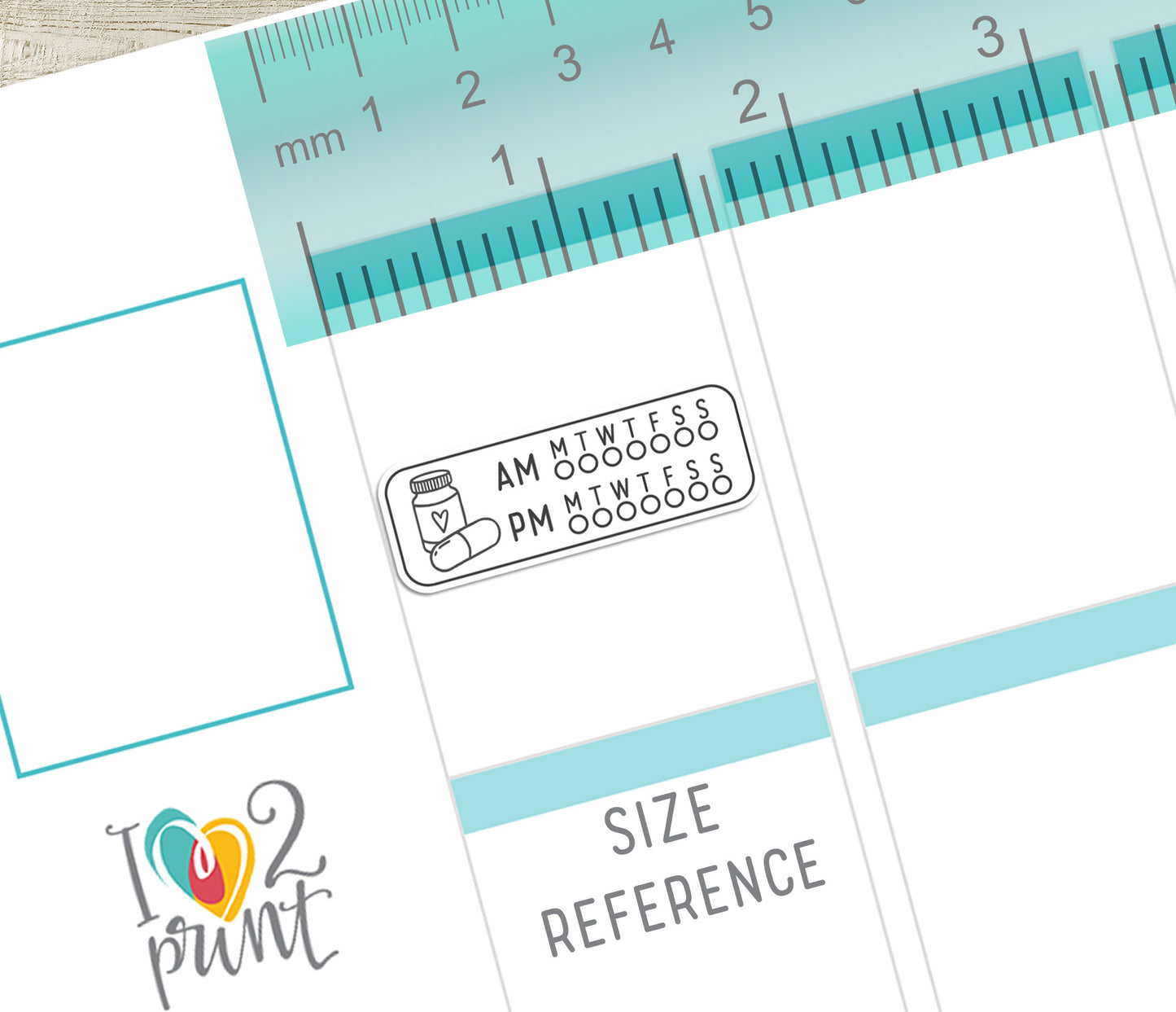Medication Tracker AM / PM Stamp Printable Planner Stickers - PDF & Cut Files