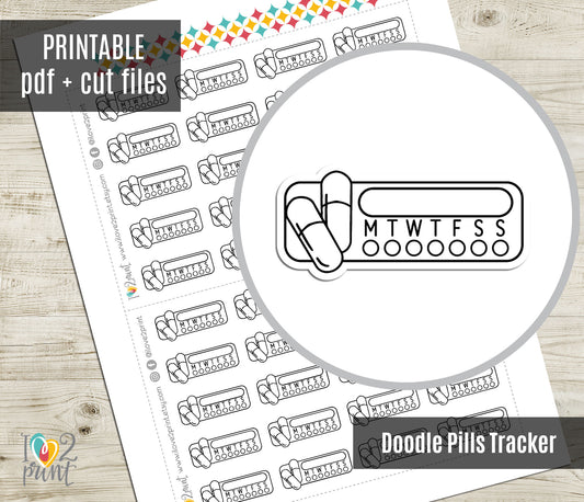 Medicine Tracker Printable Planner Stickers - PDF & Cut Files