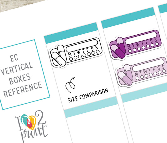 Medicine Tracker Printable Planner Stickers - Bold Colors - PDF & Cut Files