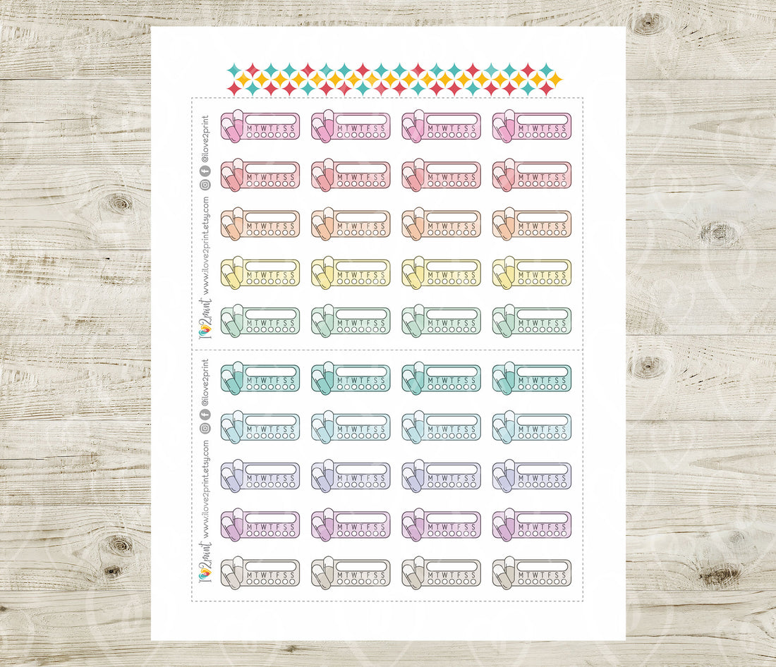 Medicine Tracker Printable Planner Stickers - Pastel Colors - PDF & Cu ...