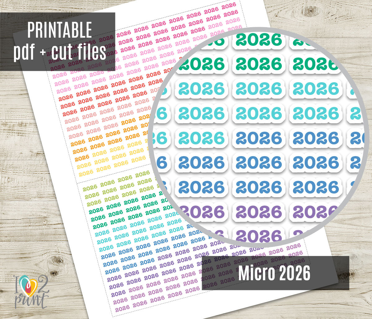 Micro 2026 Printable Planner Stickers –  Functional Set – Instant Download