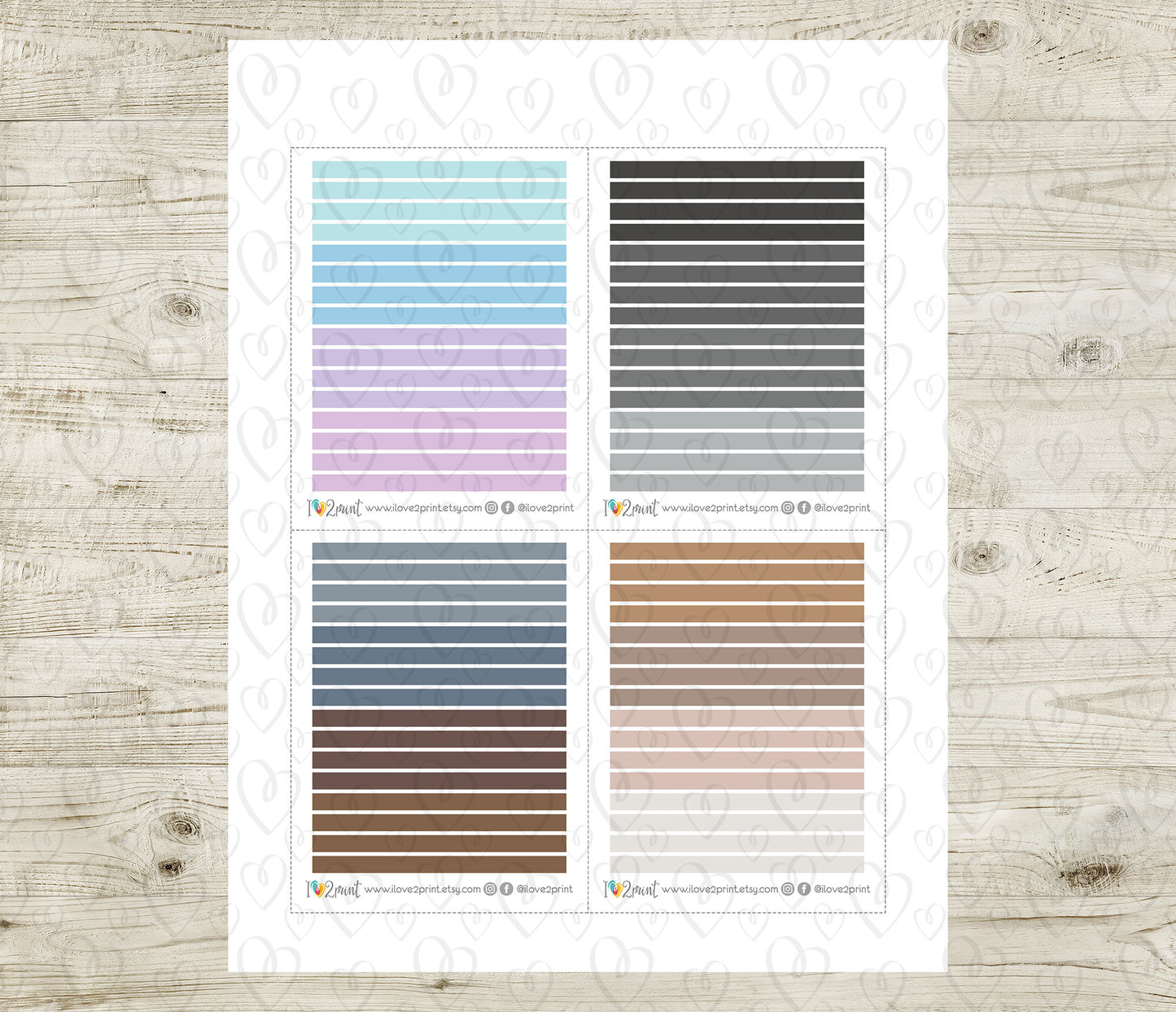 Micro colorful Washi Stripes - Printable Planner Stickers  - PDF & Cut Files