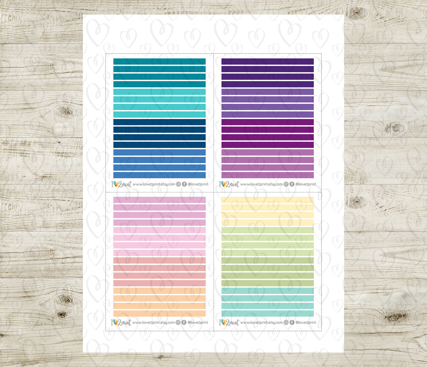 Micro colorful Washi Stripes - Printable Planner Stickers  - PDF & Cut Files