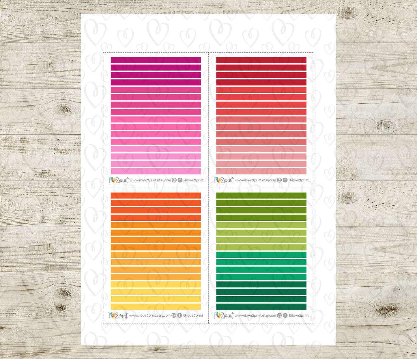 Micro colorful Washi Stripes - Printable Planner Stickers  - PDF & Cut Files