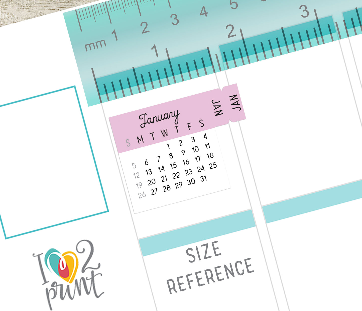 2025 Mini Pastel Calendar & Month Tab – Minimalist Digital Download - PDF & Cut Files