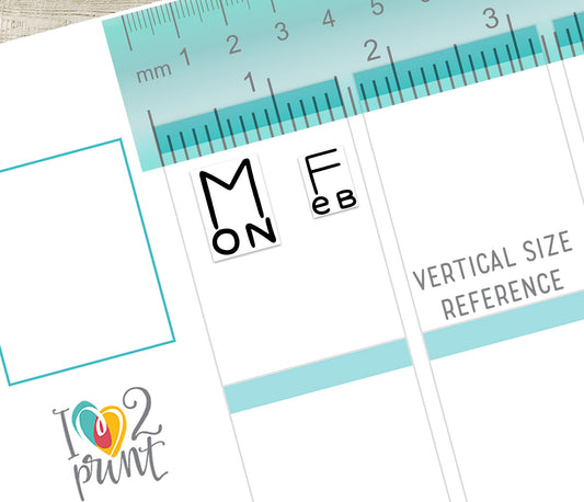 Handlettered Week and Month Box Stickers SET 2 | Printable Planner | Functional Journaling & Scrapbook Supplies