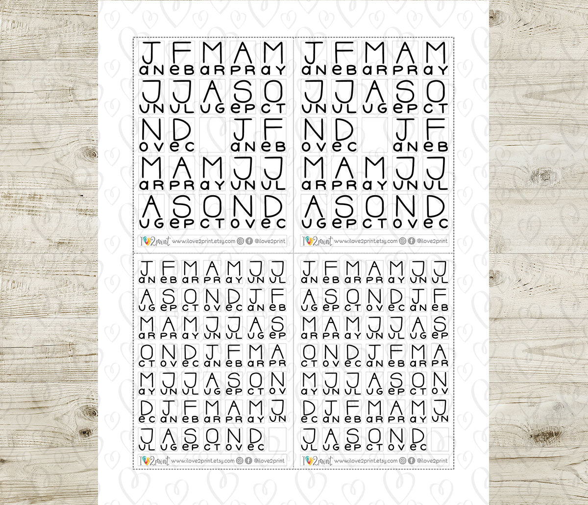 Handlettered Week and Month Box Stickers SET 2 | Printable Planner | Functional Journaling & Scrapbook Supplies