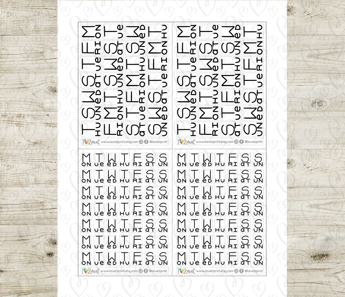 Handlettered Week and Month Box Stickers SET 2 | Printable Planner | Functional Journaling & Scrapbook Supplies